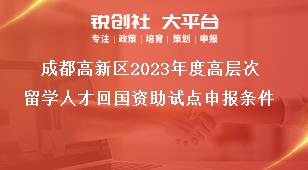 成都高新區(qū)2023年度高層次留學(xué)人才回國資助試點申報條件獎補政策