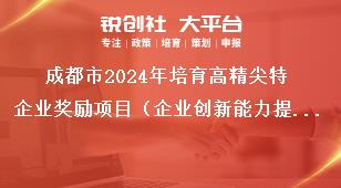 成都市2024年培育高精尖特企業(yè)獎勵項(xiàng)目（企業(yè)創(chuàng)新能力提升獎勵）征集工作其他獎補(bǔ)政策