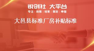 大邑縣標準廠房補貼標準獎補政策