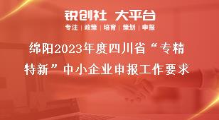綿陽2023年度四川省“專精特新”中小企業(yè)申報(bào)工作要求獎補(bǔ)政策