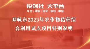 邛崍市2023年農(nóng)作物秸稈綜合利用試點項目特別說明獎補政策